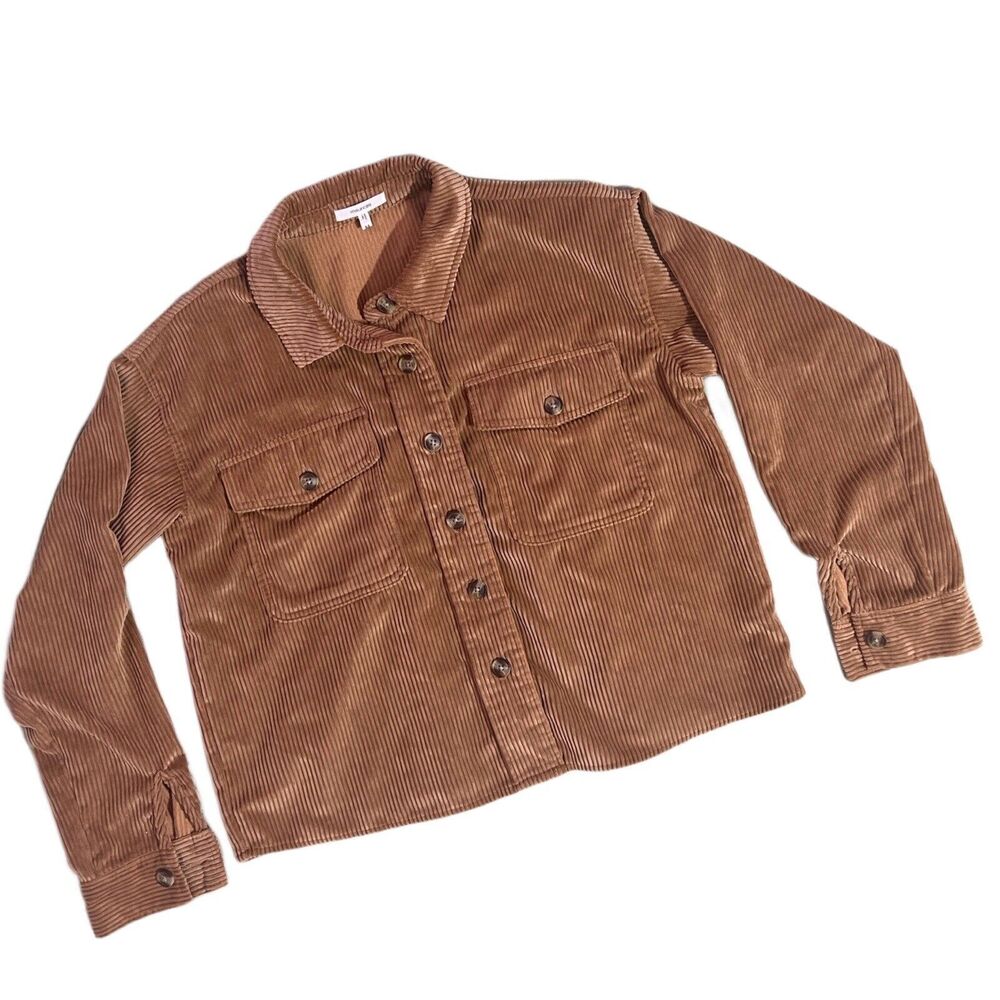 Maurices Women's Solid Corduroy Button Down Long Sleeve Cropped Shacket Size M